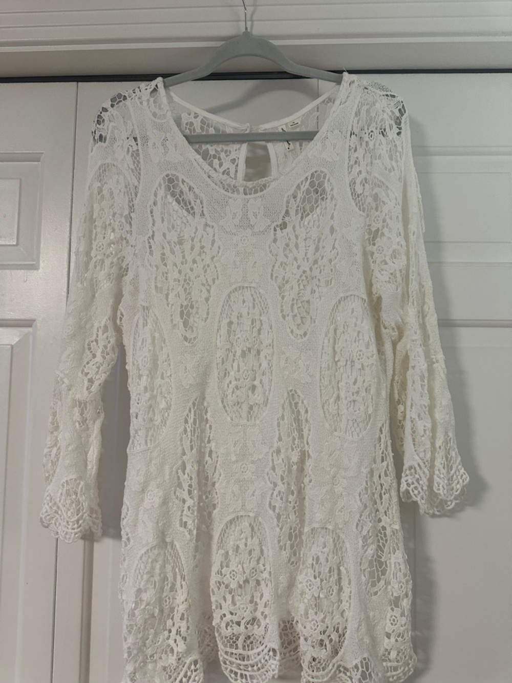 White Crochet Lace Tunic Top